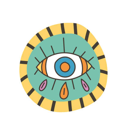 Colorful eye talisman as an occultism and prophecy sacred symbolのイラスト素材