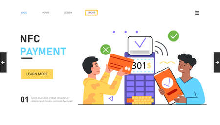 NFC payment, online payments for web, social mediaのイラスト素材
