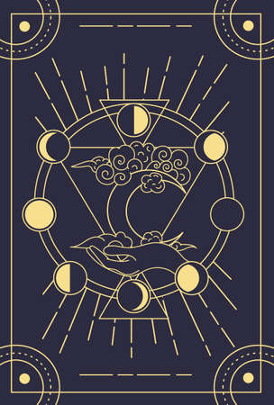 Beautiful symbolic blue magical tarot cardのイラスト素材