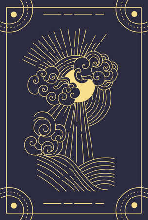 Beautiful symbolic blue magical tarot cardのイラスト素材