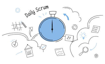 Business task board and daily scrum abstract concept