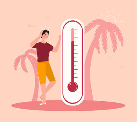Hot weather concept illustrationのイラスト素材