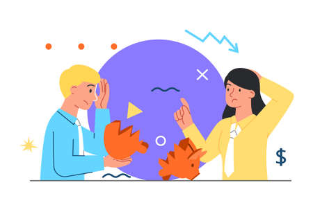 Family become short of money during pandemicのイラスト素材