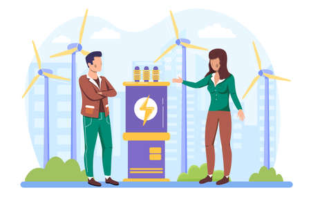 Clean electric energy from wind renewable sourcesのイラスト素材