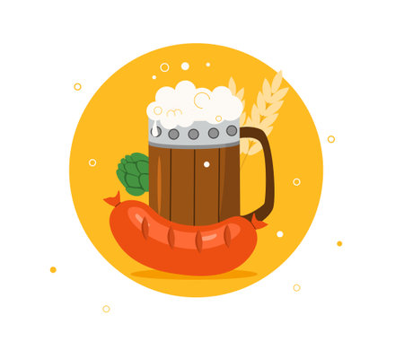 Traditional German Beer Festival Oktoberfest.のイラスト素材