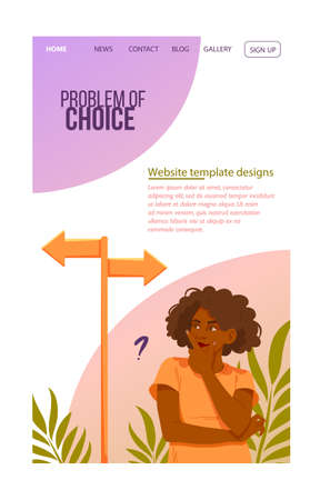 Female character is having a problem of choiceのイラスト素材