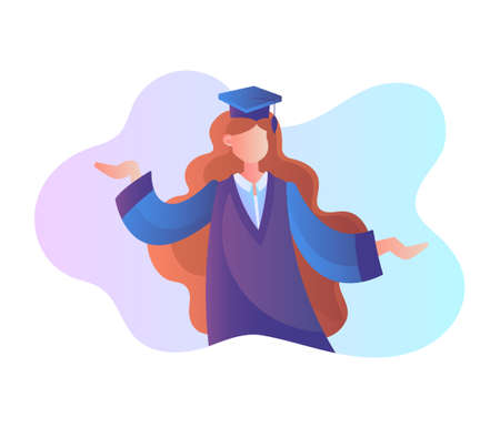Young female character struggling with graduation choiceのイラスト素材