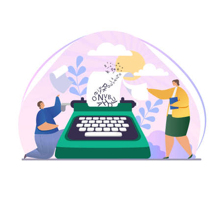 Creative writer ask publisher for promotionのイラスト素材