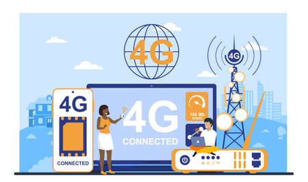 People with gadget use high speed internet.