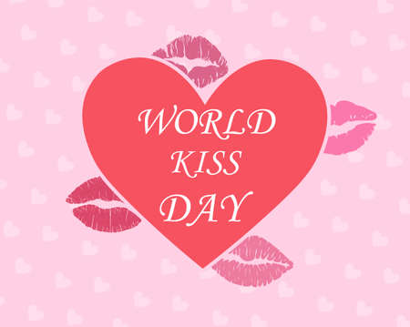Cute heart poster with world kissing day letteringのイラスト素材