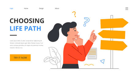 Woman at tangled ways psychological conceptのイラスト素材