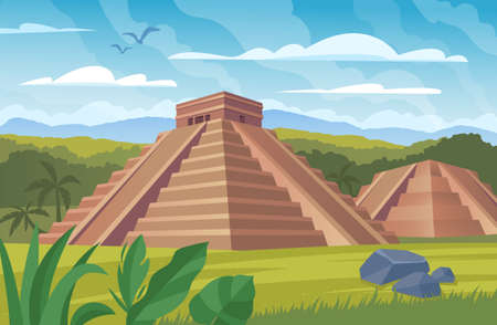 Ancient mayan pyramidsのイラスト素材