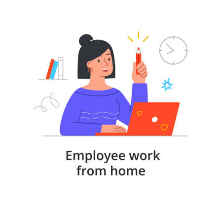 Company employee working from home during pandemicのイラスト素材