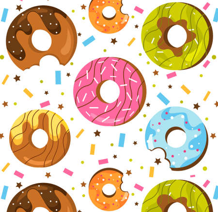 Summer pattern with donutsのイラスト素材