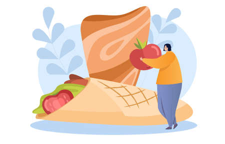Kebab, shawarma, street foodのイラスト素材