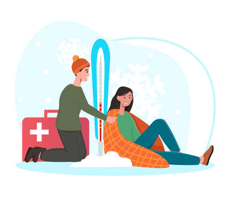 Concept of providing first aid to a patientのイラスト素材