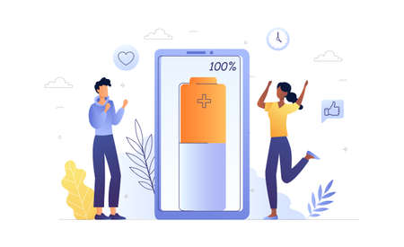 Long battery life conceptのイラスト素材