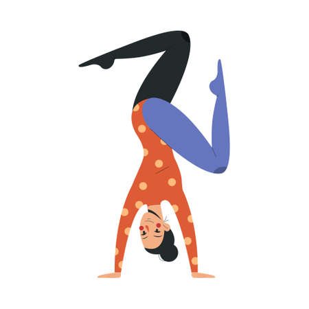 Smiling female acrobat in colorful costume working in circusのイラスト素材