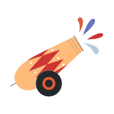 Cute circus cannon firing colorful paintのイラスト素材