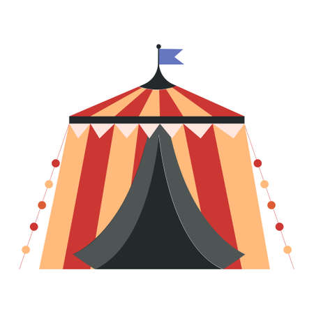 Cute colorful circus tent on white backgroundのイラスト素材