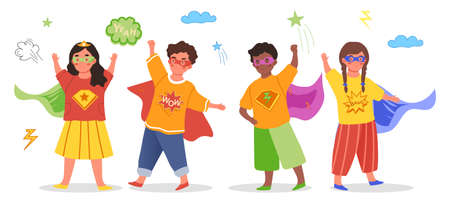 Kids Superheroes conceptのイラスト素材