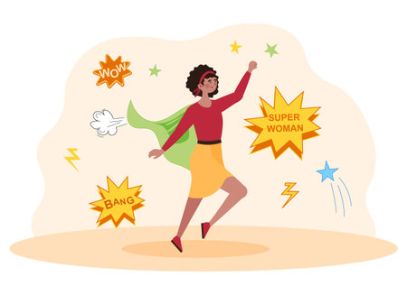 Strong and powerful female superhero leaderのイラスト素材