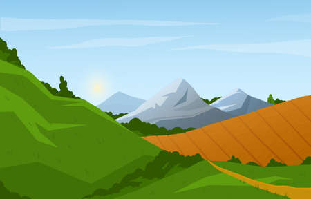 Panorama of spring and summerのイラスト素材