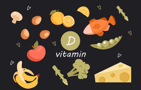 Collection of vitamin D sourcesのイラスト素材
