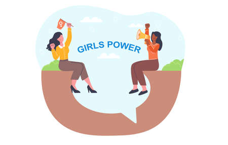 Feminist movement with phrase girl power for printのイラスト素材