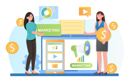 Content manager at work create SMM strategyのイラスト素材