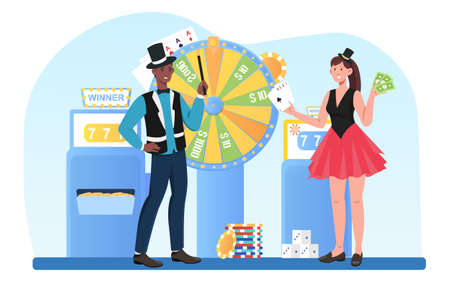 Play in games of fortune, gambling dice, game chipのイラスト素材