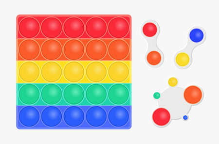 Cute colorful antistress toys for little children and adults on white backgroundのイラスト素材