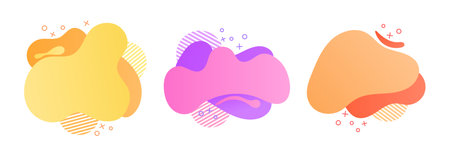 Set of orange, pink, yellow geometric abstract elements on white backgroundのイラスト素材