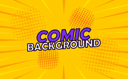 Colorful pop art comic poster with comic lettering on yellow backgroundのイラスト素材