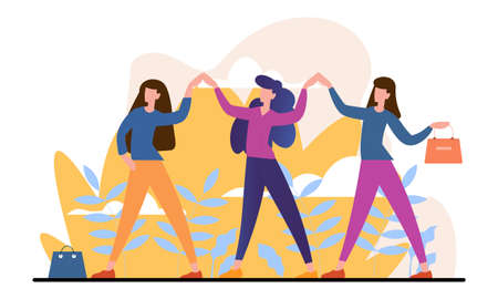 Confident female characters standing together.のイラスト素材