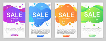 Set of cute colorful dynamic modern fluid illustrations for sale bannersのイラスト素材