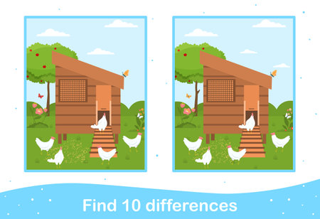 Easter worksheet with find differences game for childrenのイラスト素材