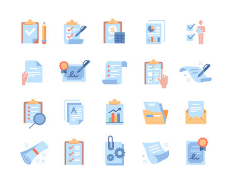 Set of minimalistic clipboard related essential icons on white backgroundのイラスト素材