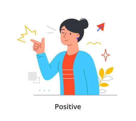 Winking female character is showing approval gesture with her finger on white backgroundのイラスト素材
