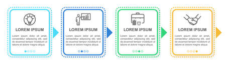 Infographic design template with icons and 4 options or steps on white backgroundのイラスト素材
