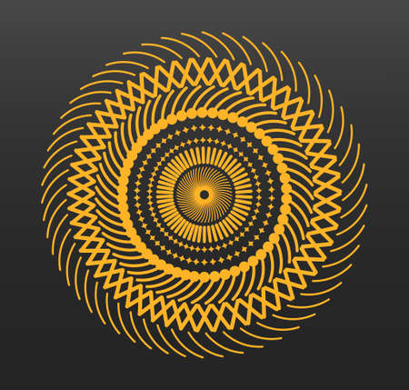 Pattern with golden oriental elements on black backgroundのイラスト素材