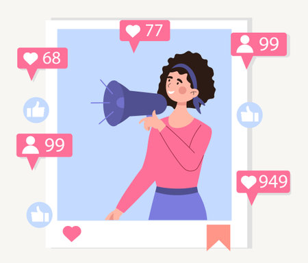 Internet advertisement with womanのイラスト素材