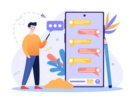 Person chatting smartphoneのイラスト素材