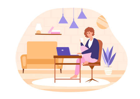 Working at homeのイラスト素材