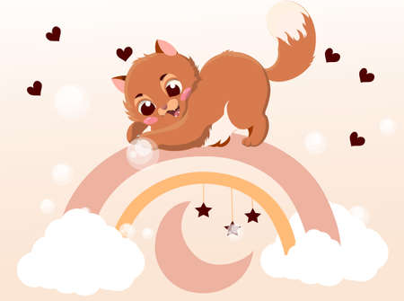 Cute kitten playingのイラスト素材