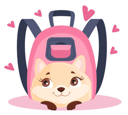 Cute backpack with dogのイラスト素材