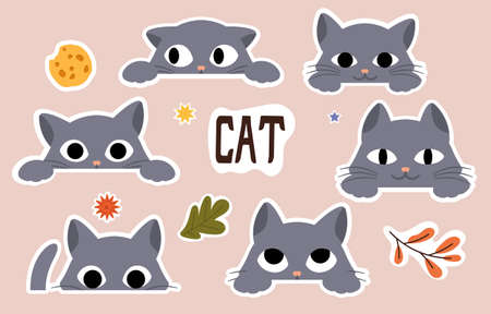 Sticker of catのイラスト素材