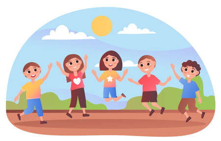 Kids jump upのイラスト素材