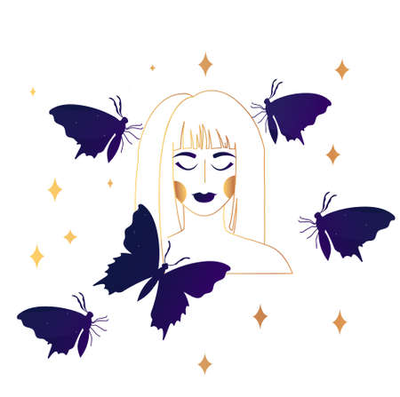 Mystical hands drawing portraitのイラスト素材