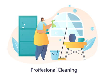 Professional cleaning conceptのイラスト素材